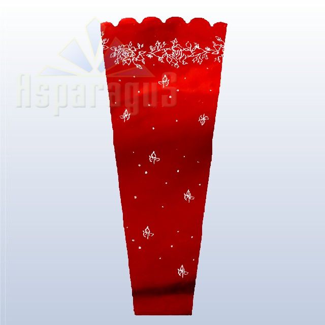 FLORAL SLEEVE METALLIC 30CM/RED/SCROLL (50PCS/PACK)