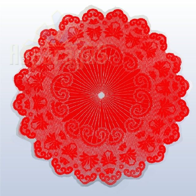 PAINTED ROUND CELLOPHANE 40CM/RED/NEW LACE (50PCS/PACK)