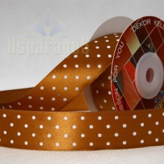 SATIN RIBBON WITH DOTS 25MMX20M / BROWN