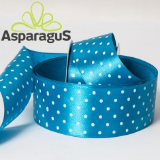 SATIN RIBBON WITH DOTS 38MMX10M / TURQUOISE