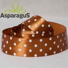 SATIN RIBBON WITH DOTS 38MMX10M / BROWN