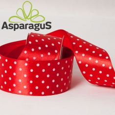 SATIN RIBBON WITH DOTS 38MMX10M / RED