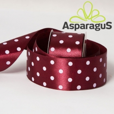 SATIN RIBBON WITH DOTS 38MMX10M / CLARET