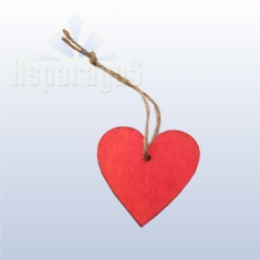 WOODEN HANGING HEART 6CM (10PC/PECK)/ RED