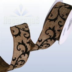 RIBBON WIRED 38MMX5M SCROLL/ BROWN