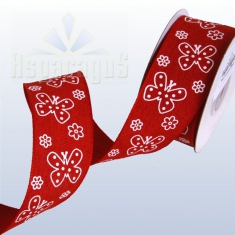 RIBBON WIRED 38MMX5M BUTTERFLY/ RED