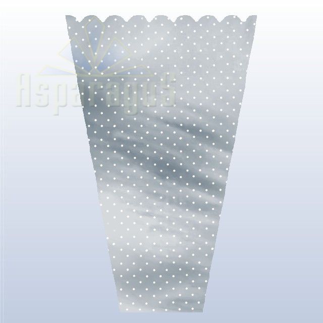 FLORAL SLEEVE SILVER 45CM/DOTTED (50PCS/PACK)