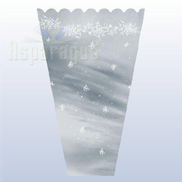 FLORAL SLEEVE SILVER 45CM/SCROLL (50PCS/PACK)