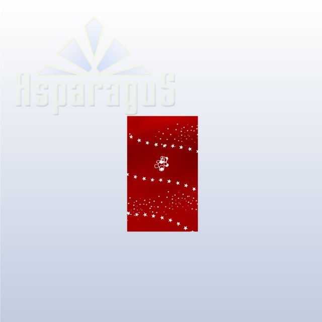 CELLOPHANE GIFT BAG METALLIC 15X25CM/RED/BEAR (50PCS/PACK)