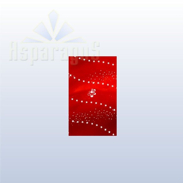 CELLOPHANE GIFT BAG METALLIC 15X35CM/RED/BEAR (50PCS/PACK)