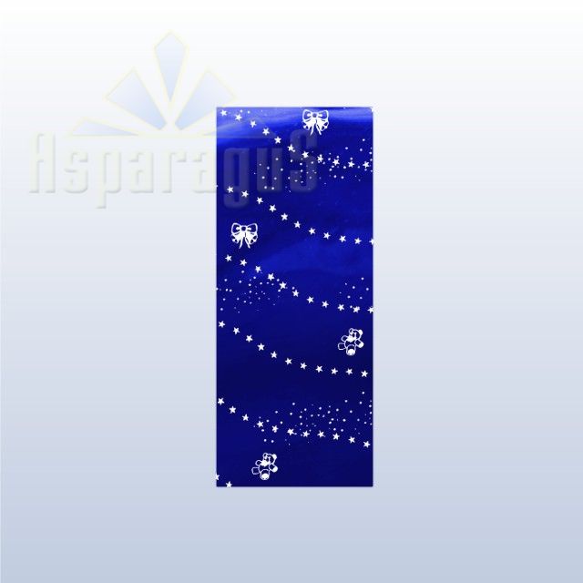 CELLOPHANE GIFT BAG METALLIC 15X45CM/ROYAL BLUE/BEAR (50PCS/PACK)