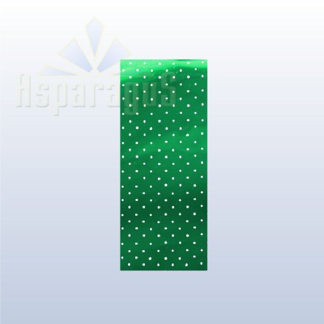 CELLOPHANE GIFT BAG METALLIC 15X45CM/GRASS GREEN/DOTTED (50PCS/PACK)