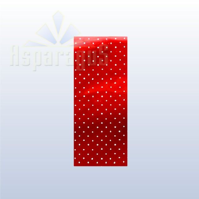CELLOPHANE GIFT BAG METALLIC 15X45CM/RED/DOTTED (50PCS/PACK)
