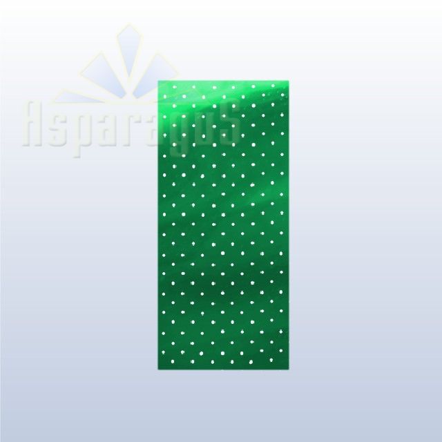 CELLOPHANE GIFT BAG METALLIC 18X45CM/GRASS GREEN/DOTTED (50PCS/PACK)