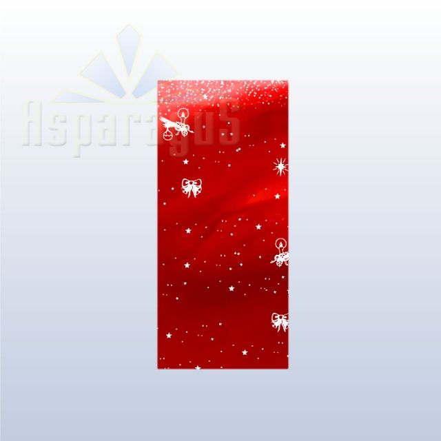 CELLOPHANE GIFT BAG METALLIC 18X45CM/RED/CANDLE (50PCS/PACK)