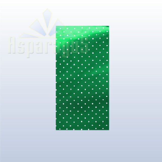 CELLOPHANE GIFT BAG METALLIC 20X45CM/GRASS GREEN/DOTTED (50PCS/PACK)