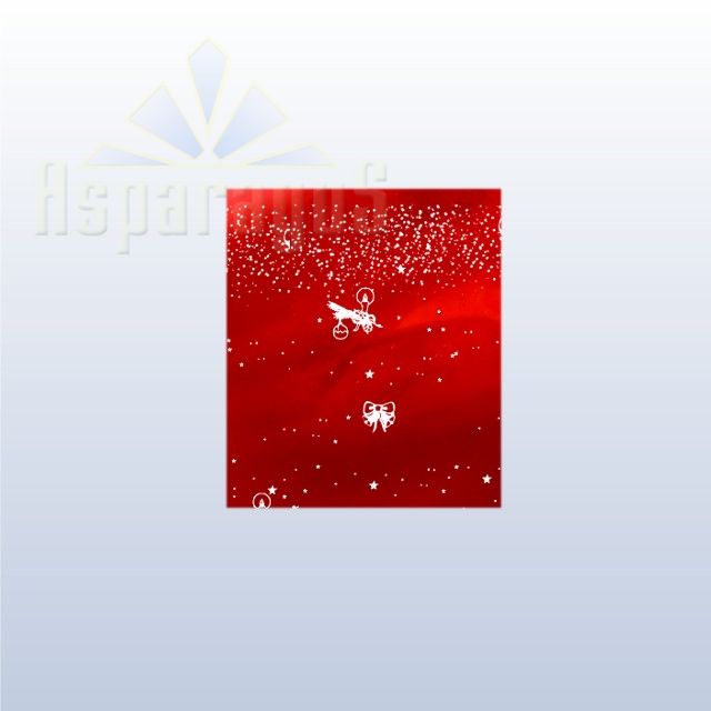 CELLOPHANE GIFT BAG METALLIC 25X35CM/RED/CANDLE (50PCS/PACK)
