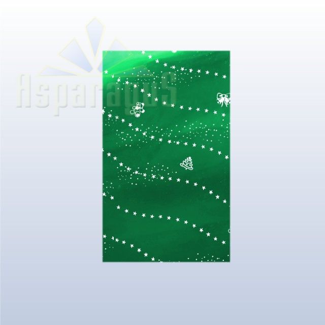 CELLOPHANE GIFT BAG METALLIC 25X45CM/GRASS GREEN/BEAR (50PCS/PACK)