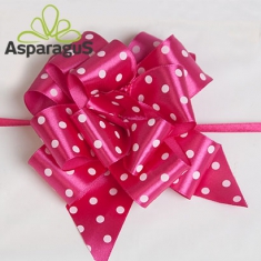 SATIN RAPID BOW WITH DOTS 38MMX85CM/ CYCLAMEN (5PCS/PACK)