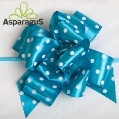 SATIN RAPID BOW WITH DOTS 38MMX85CM/ TURQUOISE (5PCS/PACK)