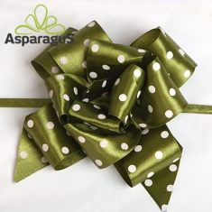 SATIN RAPID BOW WITH DOTS 38MMX85CM/ TOBACCO GREEN (5PCS/PACK)