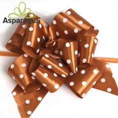 SATIN RAPID BOW WITH DOTS 38MMX85CM/ BROWN (5PCS/PACK)