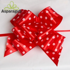 SATIN RAPID BOW WITH DOTS 38MMX85CM/ RED (5PCS/PACK)