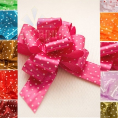 SATIN RAPID BOW WITH DOTS 38MMX85CM (5PCS/PACK)