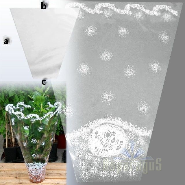 50CMX45CMX15CM POT WRAPPING CELLOPHANE /PRINTED/WHITE (50PCS/PACK)