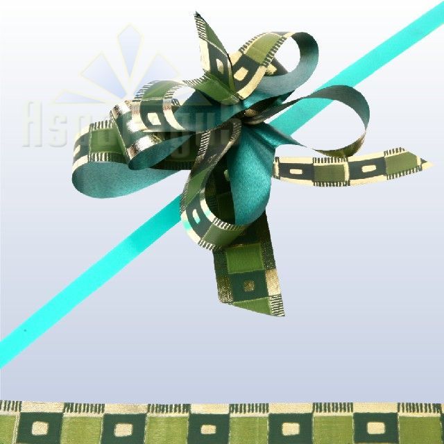 RAPID BOW METAL 2CMX50CM/CHRISTMAS+PLAID/TOBACCO GREEN