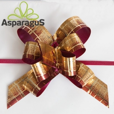 RAPID BOW METAL 2CMX50CM/CHRISTMAS+PLAID/ CLARET