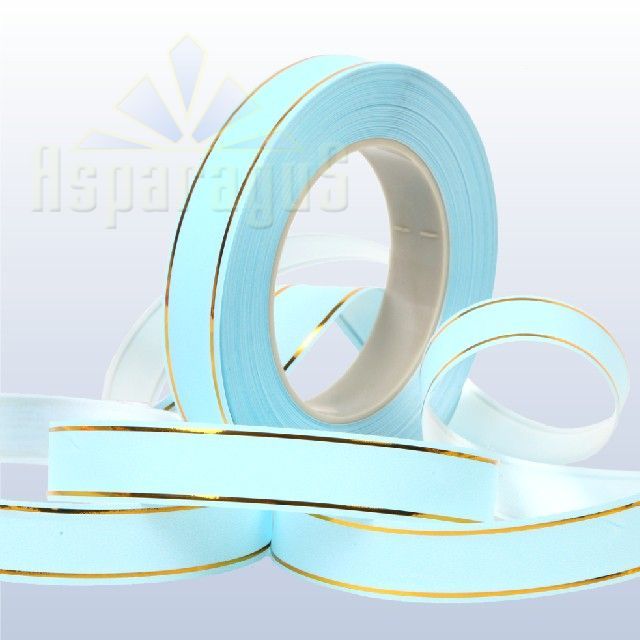 DECORATIVE RIBBON METAL STRIPED 2CMX50Y/LIGHT BLUE