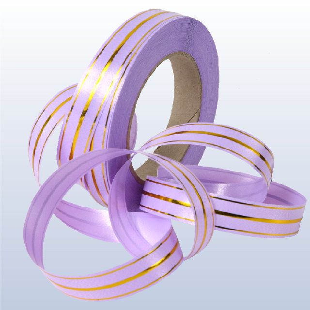 DECORATIVE RIBBON METAL STRIPED 2CMX50Y/LIGHT PURPLE