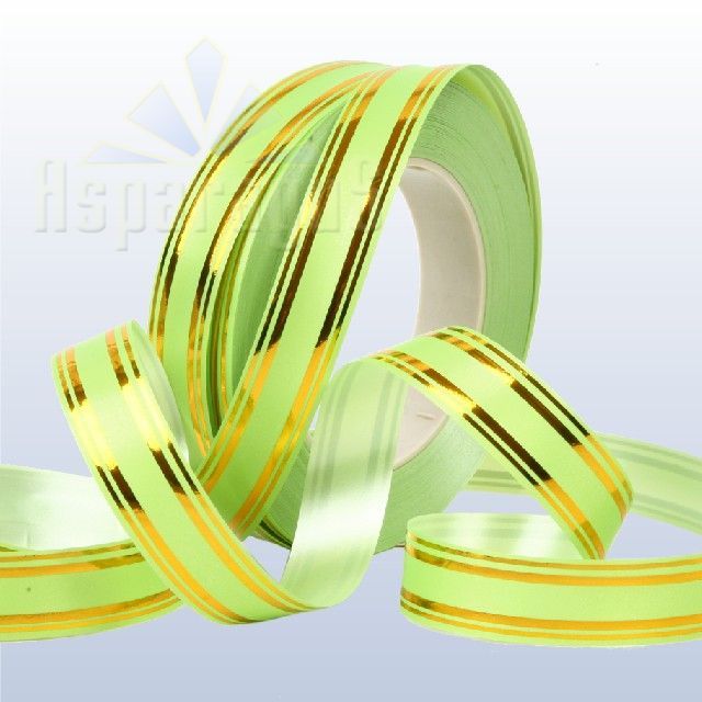 DECORATIVE RIBBON METAL STRIPED 2CMX50Y/APPLE GREEN