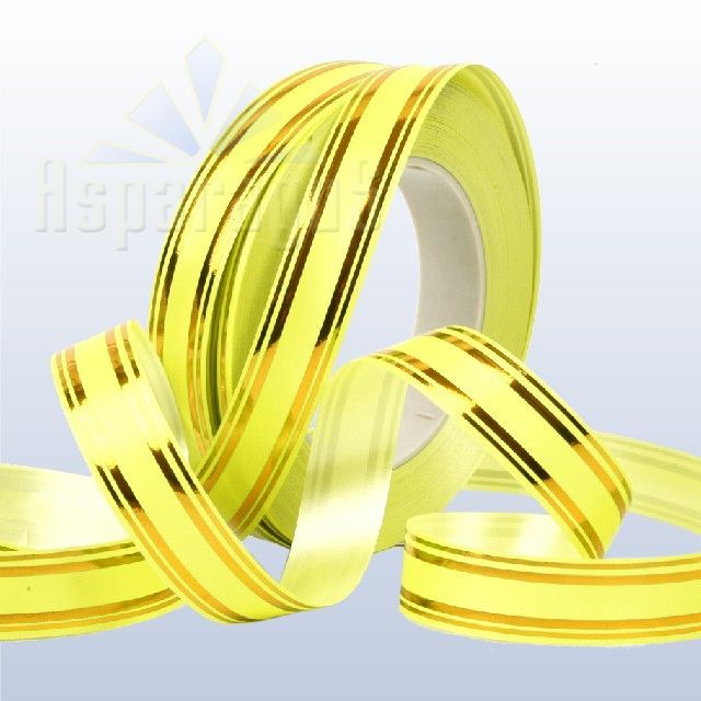 DECORATIVE RIBBON METAL STRIPED 2CMX50Y/YELLOW