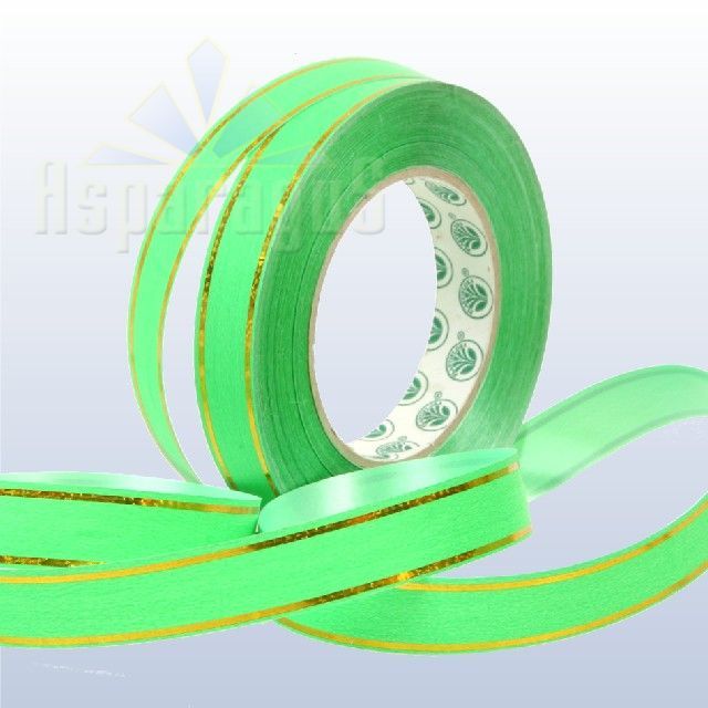 DECORATIVE RIBBON METAL STRIPED 2CMX50Y/LIGHT GREEN