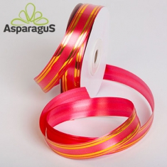 DECORATIVE RIBBON METAL STRIPED 2CMX50Y/RED