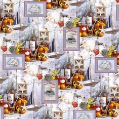 WRAPPING (FLAT) PAPER SHEET 70X100CM/PATTERNED (5PCS/PACK) WITH WINE