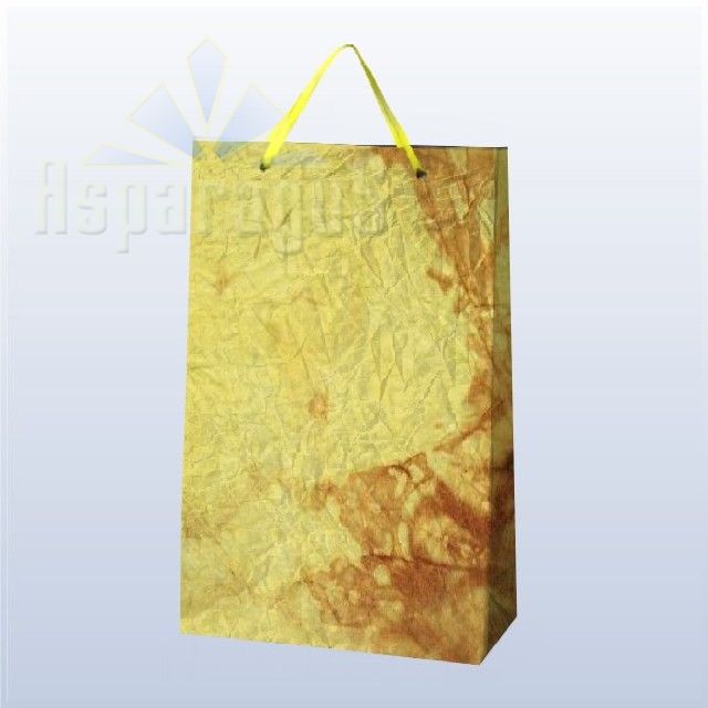 PAPER BAG WITH HANDLES 7X16X25CM/YELLOW-BROWN