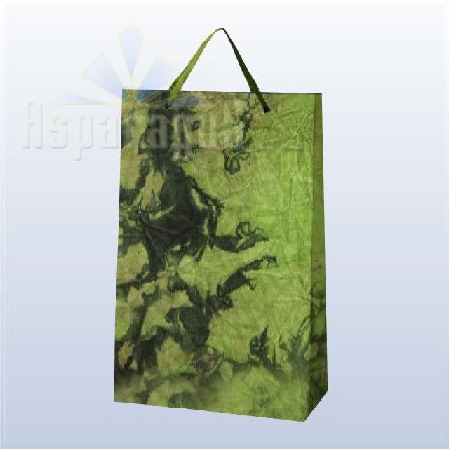 PAPER BAG WITH HANDLES 7X16X25CM/TOBACCO GREEN-DARK GREEN