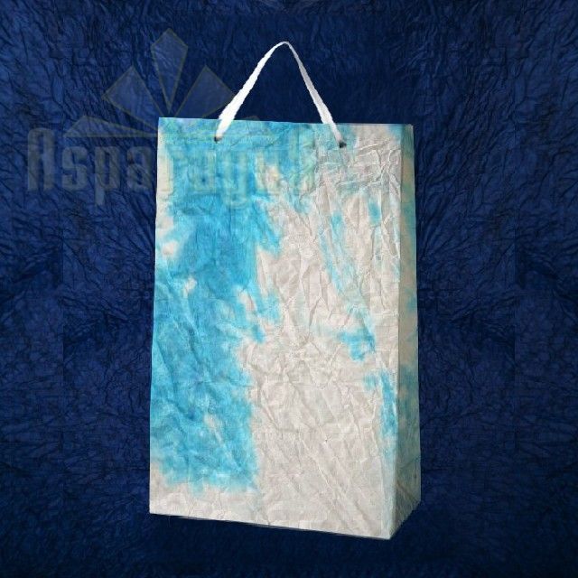 PAPER BAG WITH HANDLES 7X16X25CM/WHITE-LIGHT BLUE