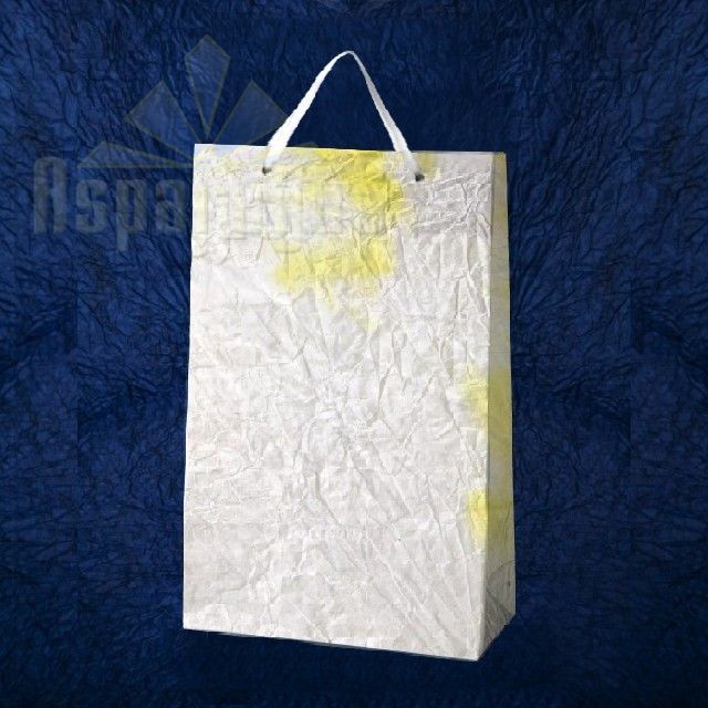 PAPER BAG WITH HANDLES 7X16X25CM/WHITE-YELLOW