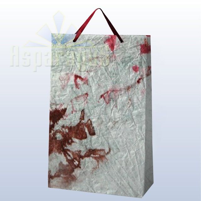 PAPER BAG WITH HANDLES 9,5X23X40CM/APPLE GREEN-BORDEAUX