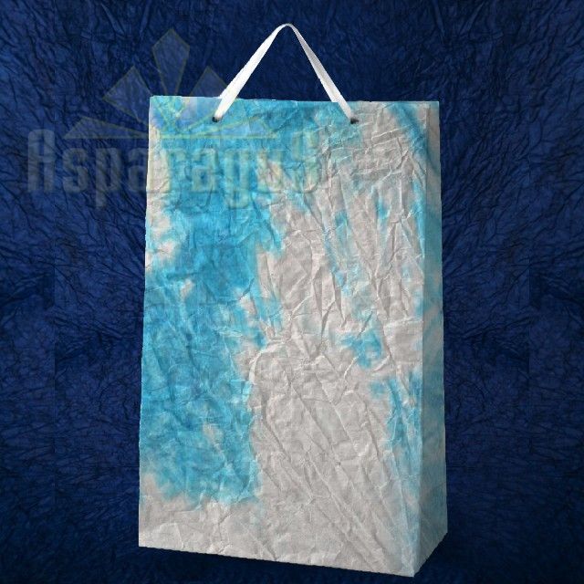 PAPER BAG WITH HANDLES 9,5X23X40CM/WHITE-LIGHT BLUE
