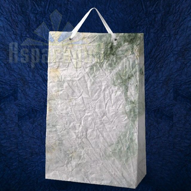 PAPER BAG WITH HANDLES 9,5X23X40CM/WHITE-TOBACCO GREEN