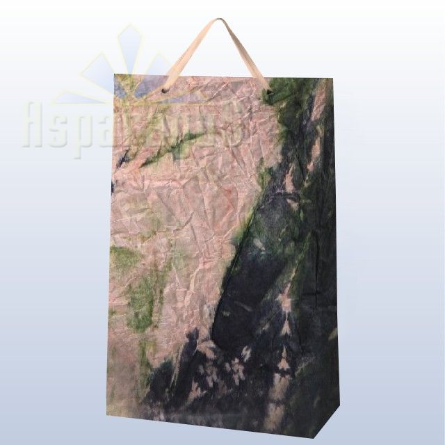PAPER BAG WITH HANDLES 9,5X23X40CM/PEACH-DARK GREEN