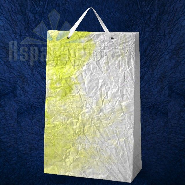 PAPER BAG WITH HANDLES 9,5X23X40CM/WHITE-NEON GREEN