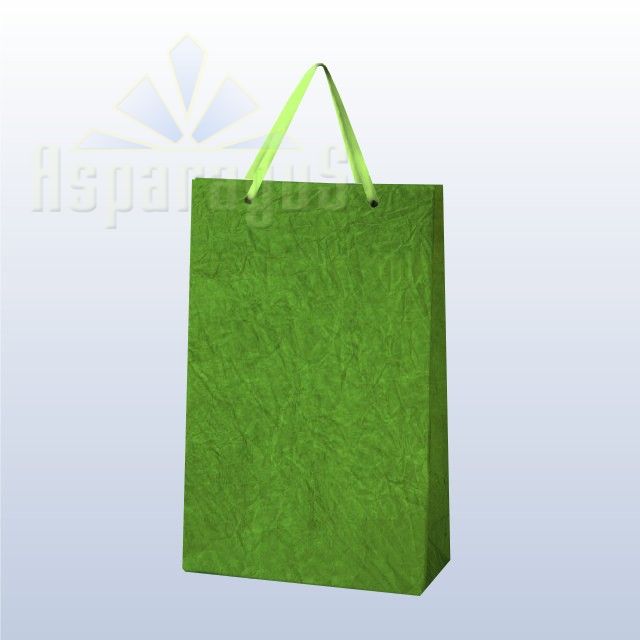 PAPER BAG WITH HANDLES 5X11X17CM/TOBACCO GREEN