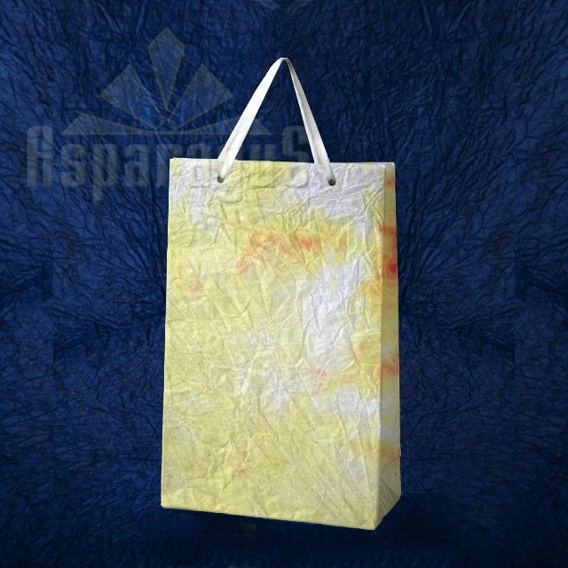 PAPER BAG WITH HANDLES 5X11X17CM/WHITE-ORANGE-BORDEAUX