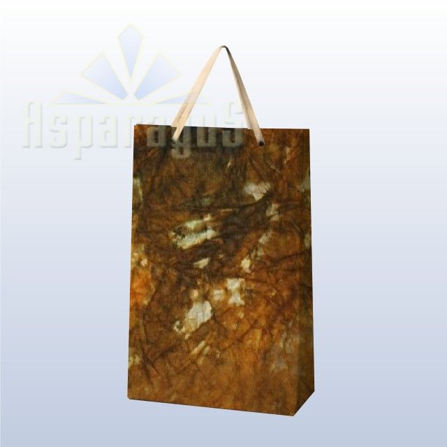 PAPER BAG WITH HANDLES 5X11X17CM/CREAM-ORANGE-BROWN